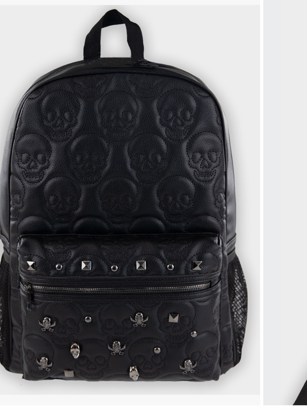 Fly By Night Black Skull-Embossed Backpack